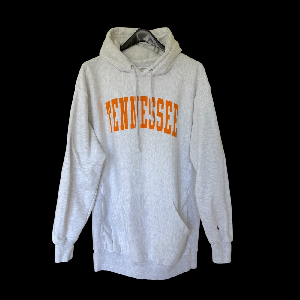 Y2K Champion Reverse Weave Tennessee Hoodie 2XLT Grey Orange Volunteers NCAA